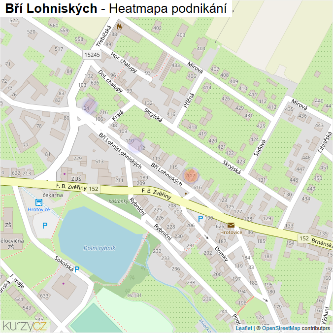 Mapa Bří Lohniských - Firmy v ulici.