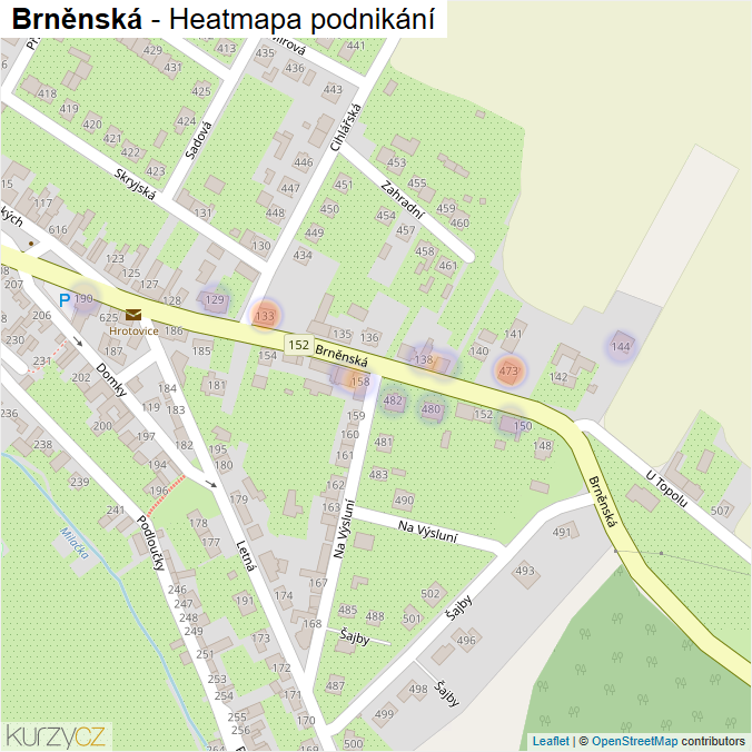 Mapa Brněnská - Firmy v ulici.