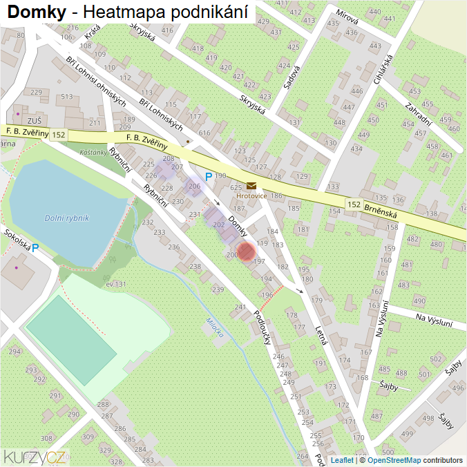 Mapa Domky - Firmy v ulici.