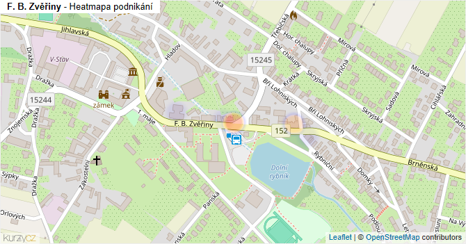 F. B. Zvěřiny - mapa podnikání