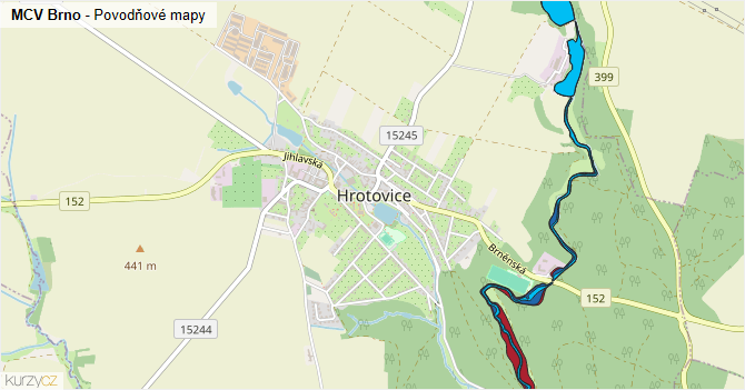 MCV Brno - záplavové mapy stoleté vody