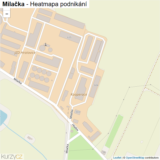 Mapa Milačka - Firmy v ulici.