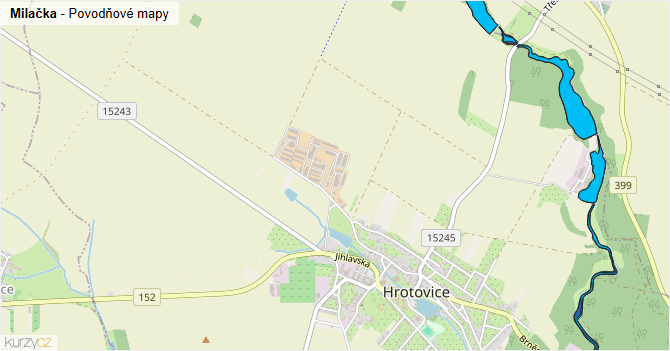 Milačka - záplavové mapy stoleté vody