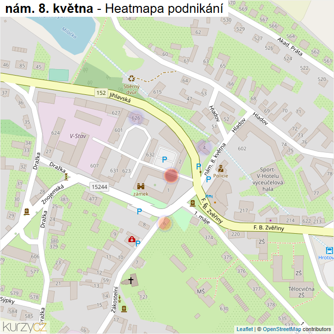 Mapa nám. 8. května - Firmy v ulici.
