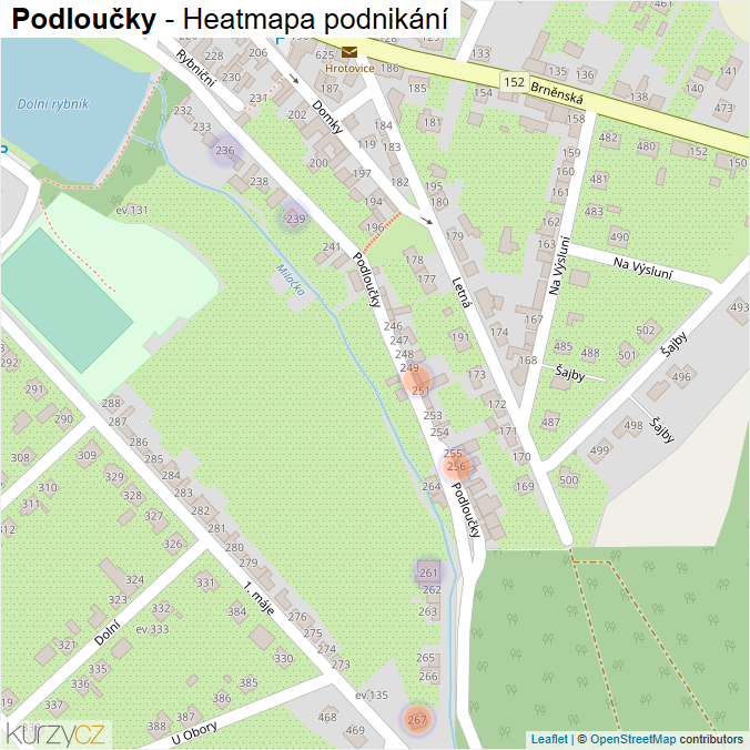 Mapa Podloučky - Firmy v ulici.