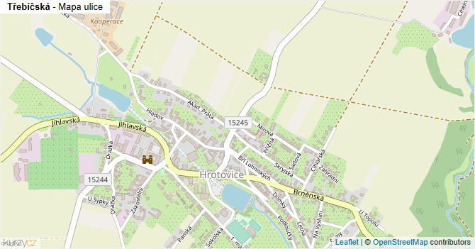Třebíčská - mapa ulice