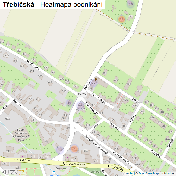Mapa Třebíčská - Firmy v ulici.