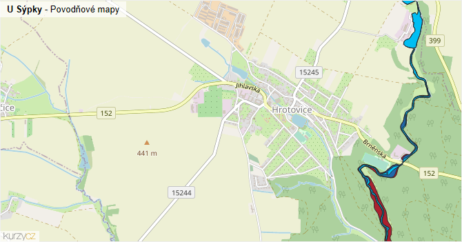 U Sýpky - záplavové mapy stoleté vody