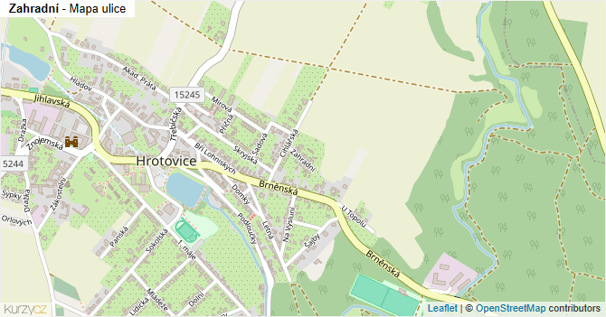 Zahradní - mapa ulice
