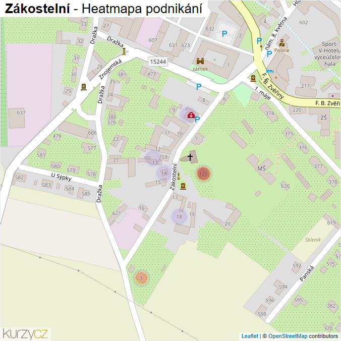 Mapa Zákostelní - Firmy v ulici.