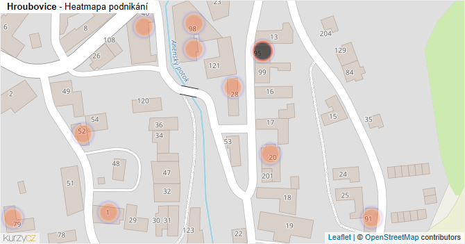 Hroubovice - mapa podnikání