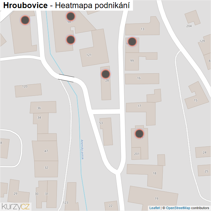 Mapa Hroubovice - Firmy v obci.