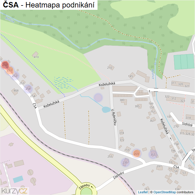 Mapa ČSA - Firmy v ulici.