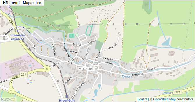 Hřbitovní - mapa ulice