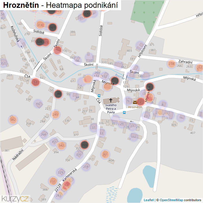 Mapa Hroznětín - Firmy v části obce.
