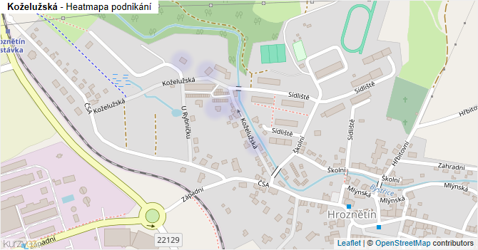 Koželužská - mapa podnikání