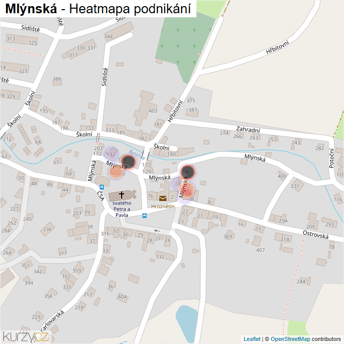 Mapa Mlýnská - Firmy v ulici.