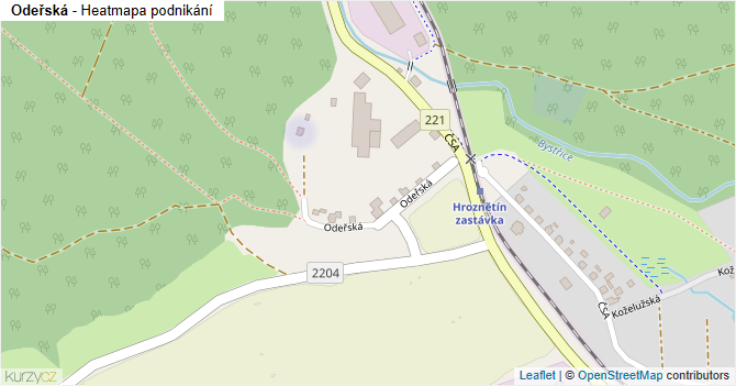 Odeřská - mapa podnikání