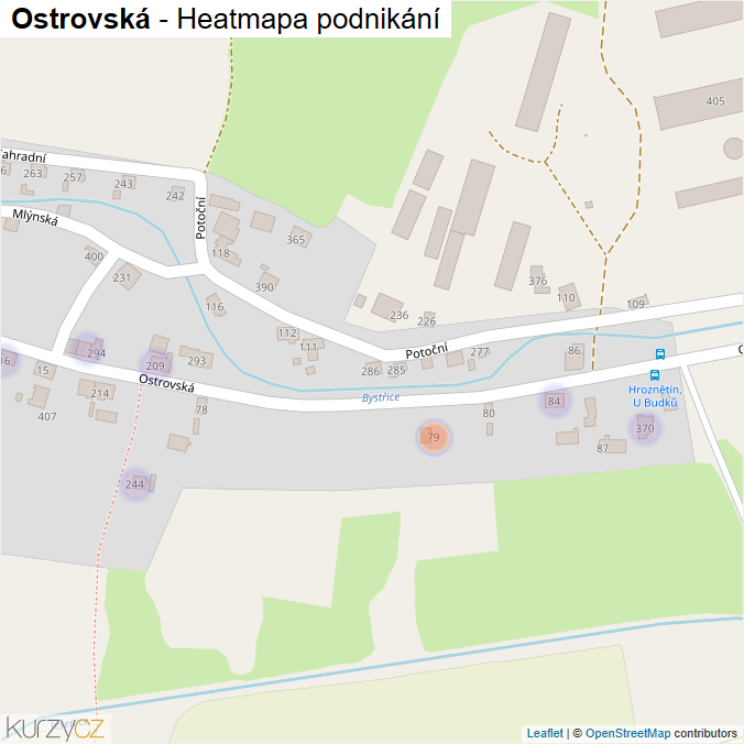 Mapa Ostrovská - Firmy v ulici.
