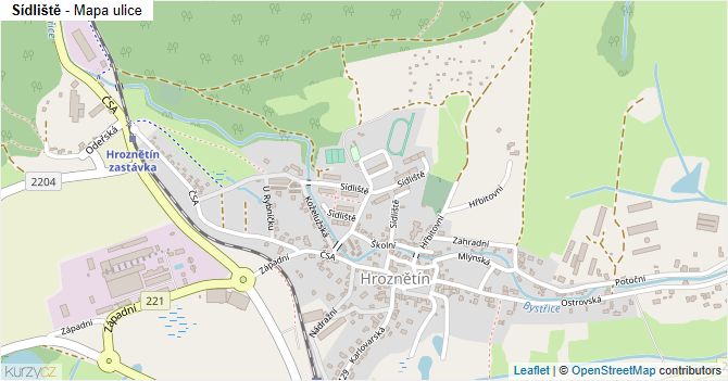 Sídliště - mapa ulice
