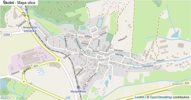Školní - mapa ulice