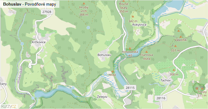 Bohuslav - záplavové mapy stoleté vody