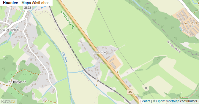Hnanice - mapa části obce