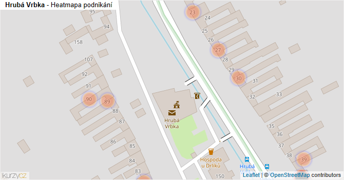 Hrubá Vrbka - mapa podnikání