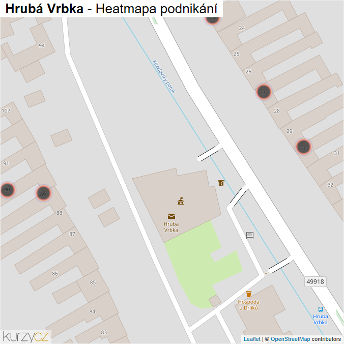 Mapa Hrubá Vrbka - Firmy v obci.