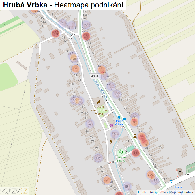 Mapa Hrubá Vrbka - Firmy v části obce.