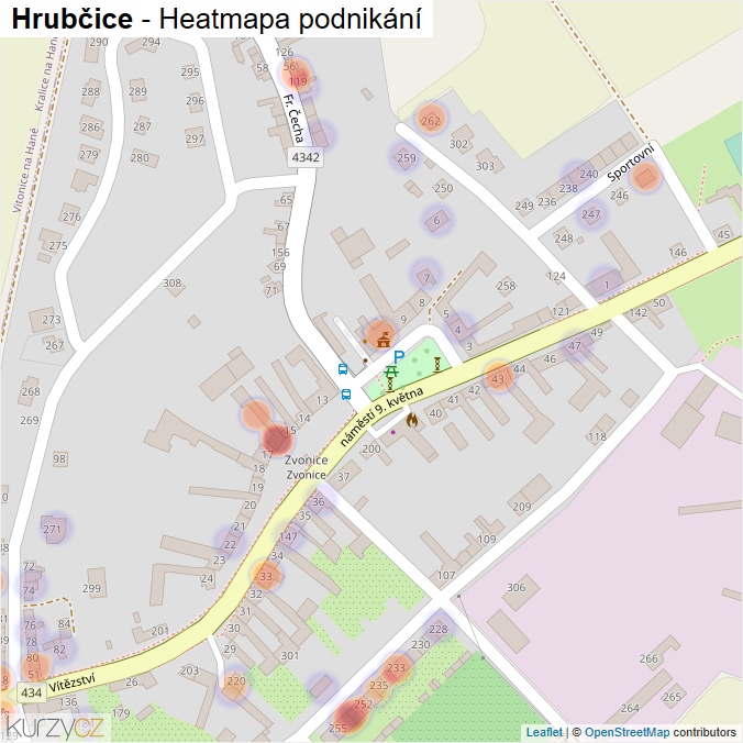 Mapa Hrubčice - Firmy v části obce.