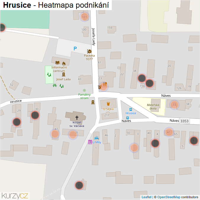 Mapa Hrusice - Firmy v obci.