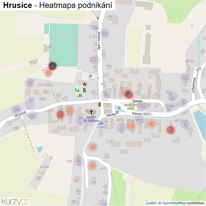 Mapa Hrusice - Firmy v části obce.