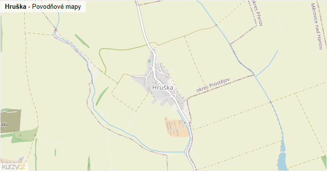 Hruška - záplavové mapy stoleté vody