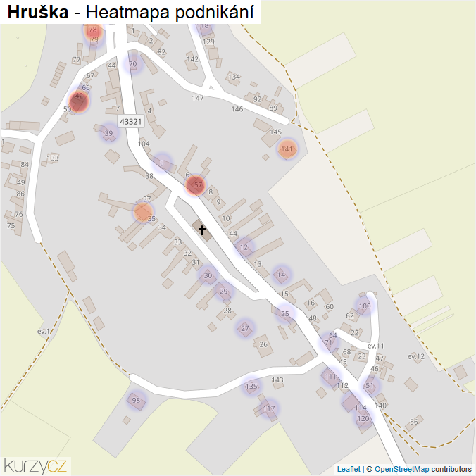 Mapa Hruška - Firmy v části obce.