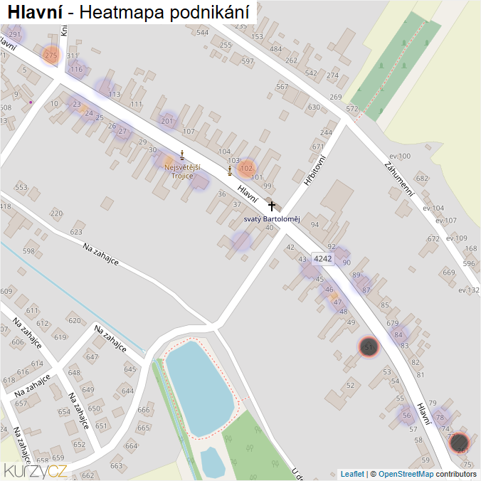 Mapa Hlavní - Firmy v ulici.