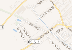 Na aleji v obci Hrušky - mapa ulice