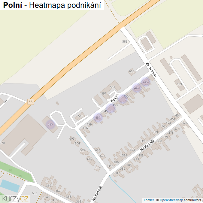 Mapa Polní - Firmy v ulici.
