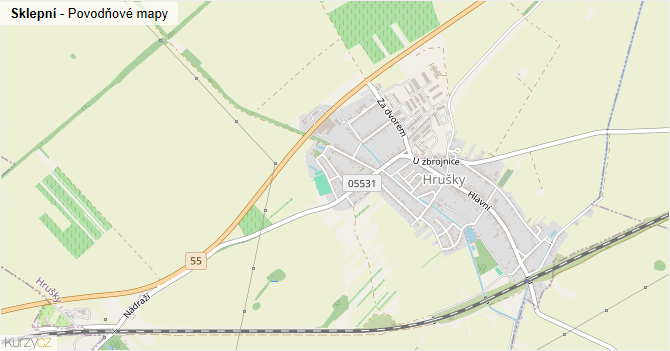 Sklepní - záplavové mapy stoleté vody