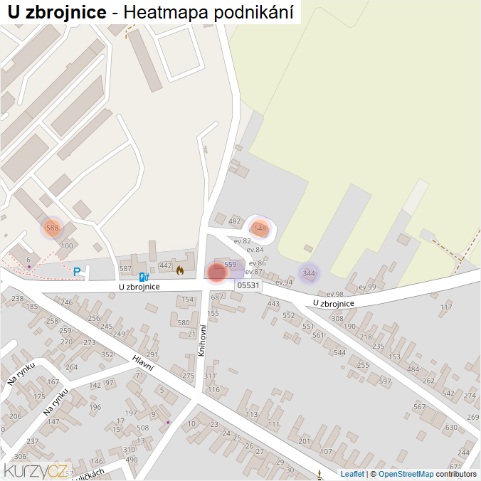 Mapa U zbrojnice - Firmy v ulici.
