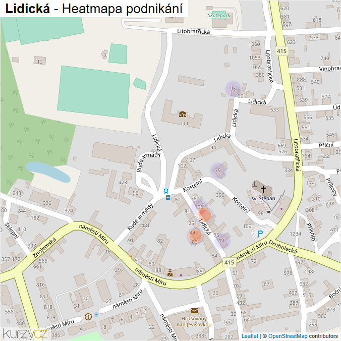 Mapa Lidická - Firmy v ulici.