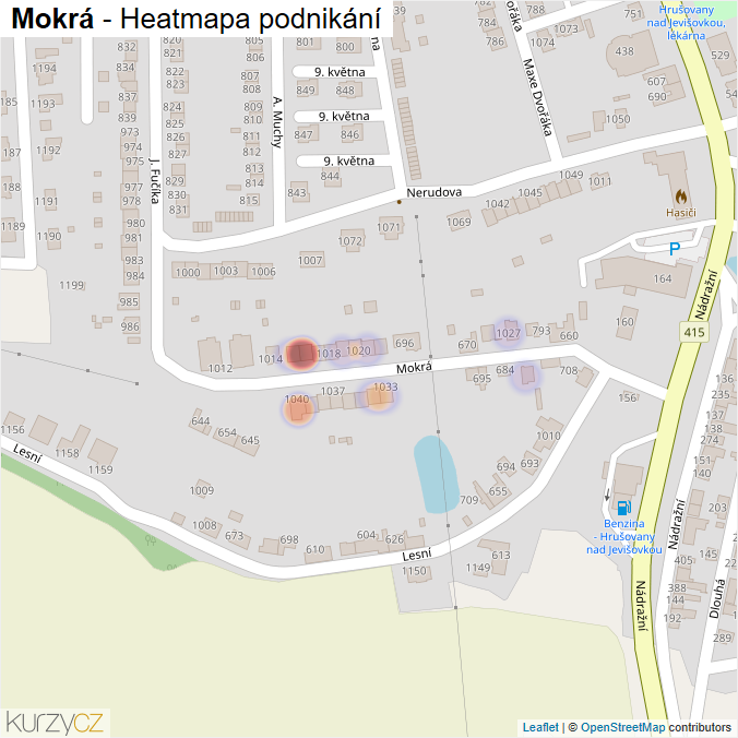 Mapa Mokrá - Firmy v ulici.