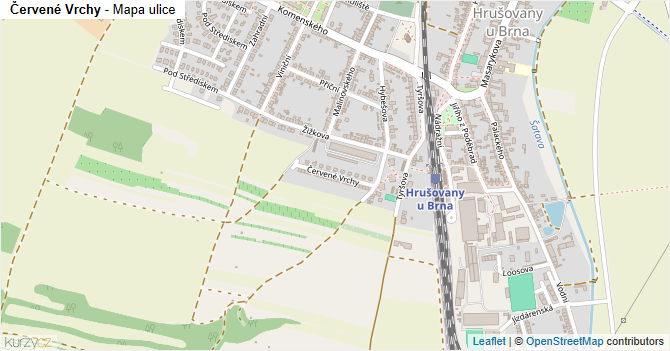 Červené Vrchy - mapa ulice
