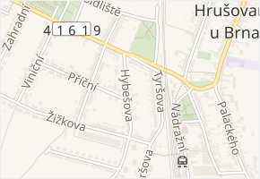 Hybešova v obci Hrušovany u Brna - mapa ulice