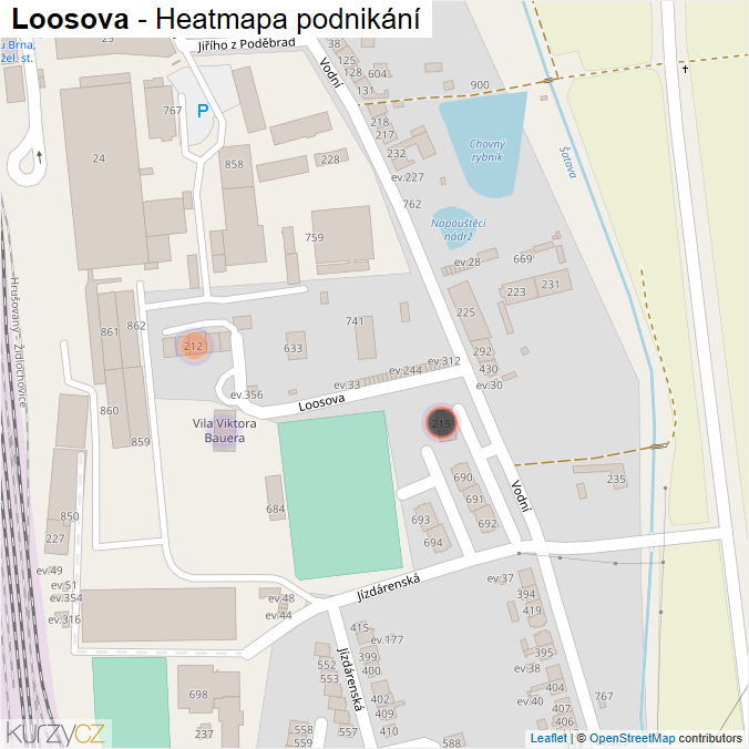 Mapa Loosova - Firmy v ulici.