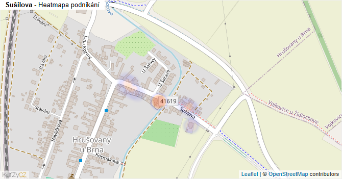 Sušilova - mapa podnikání