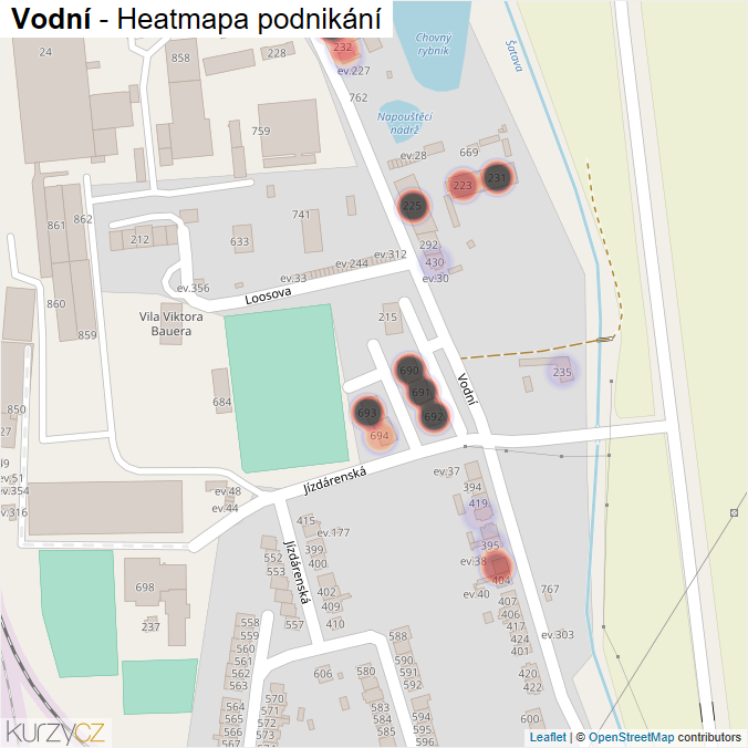 Mapa Vodní - Firmy v ulici.