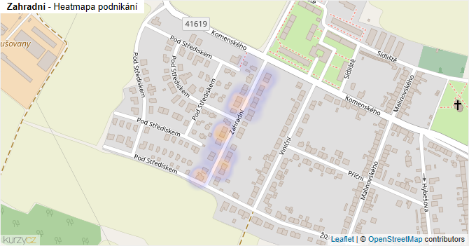 Zahradní - mapa podnikání