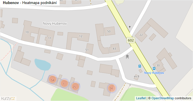 Hubenov - mapa podnikání