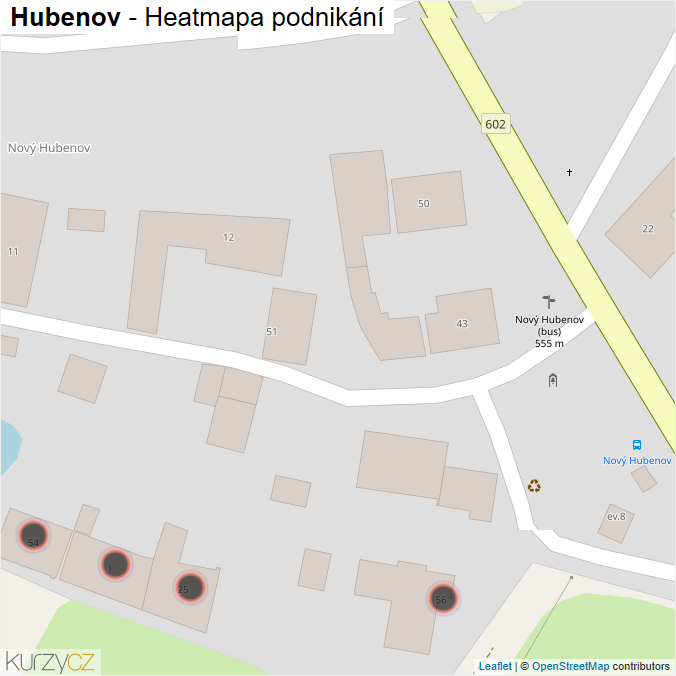 Mapa Hubenov - Firmy v obci.